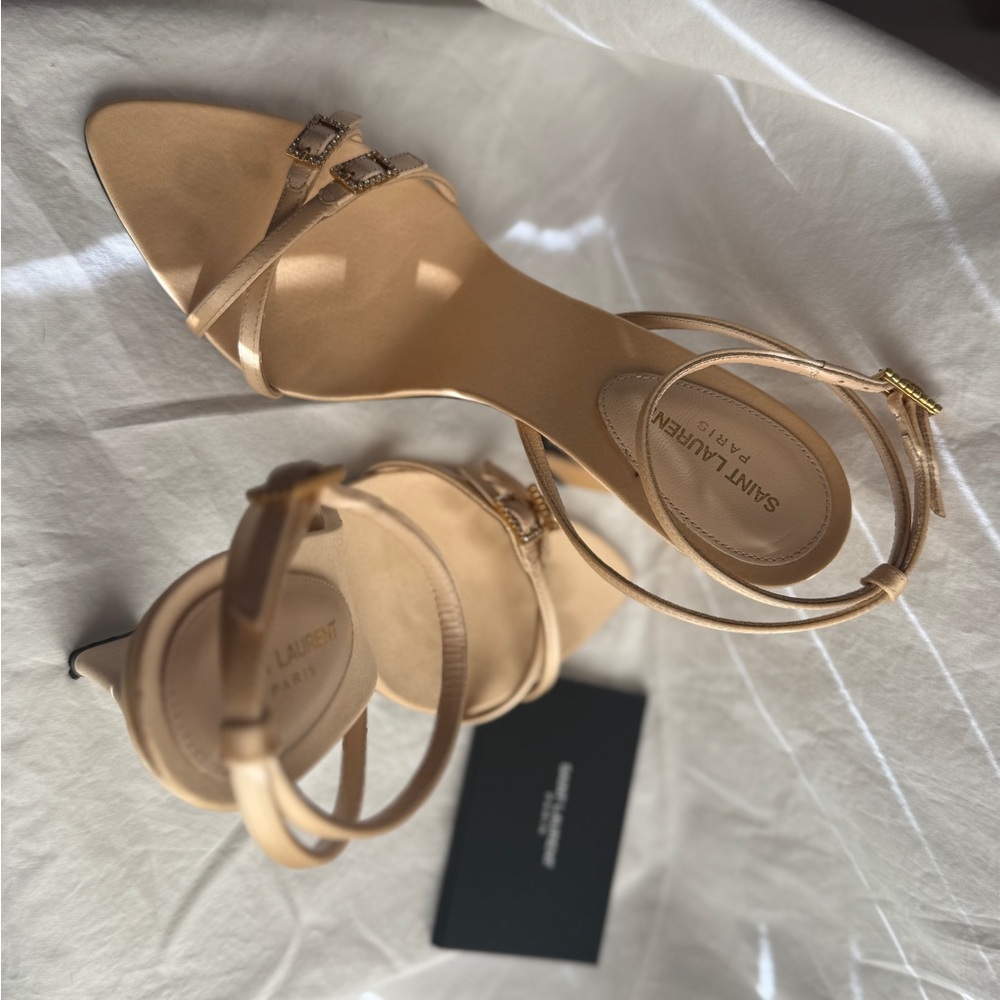 Saint Laurent Beige Strappy Heels